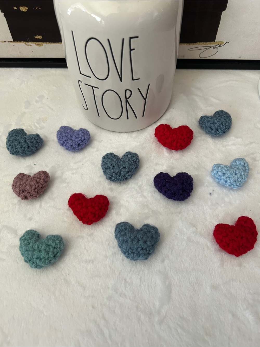 12 Pocket Hearts set- handcrafted crochet